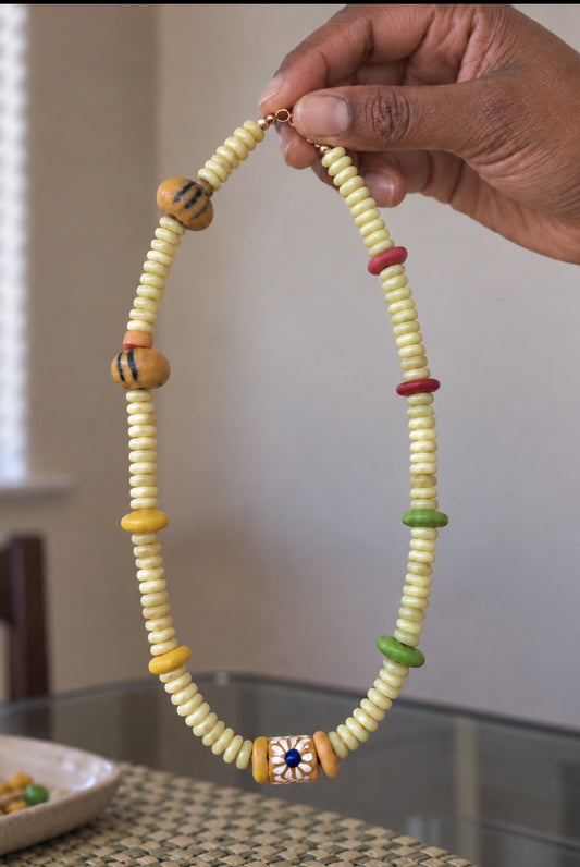Sunwashed Meadow – Handmade Glass Beaded Necklace